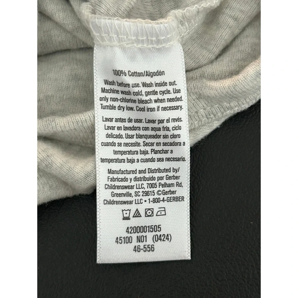 Gerber Baby Bodysuit Heather Gray Short Sleeve Cotton 3-6 Months 1346